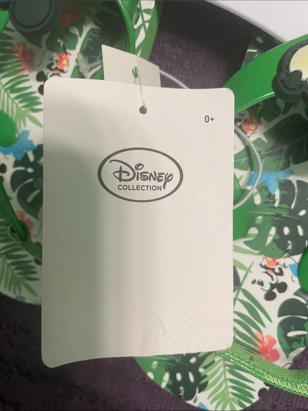 Disney Green and White Mickey Mouse Tropical Print Kids Flip-Flops